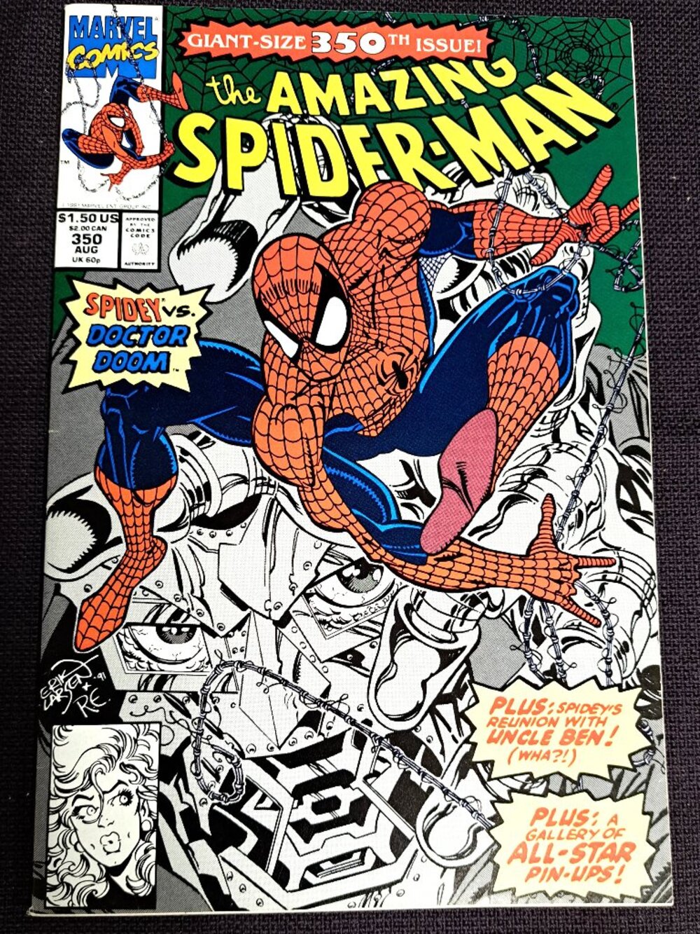 AMAZING SPIDER-MAN #350 DR. DOOM BLACK FOX ERIK LARSEN MARVEL 1991 COMIC BOOK